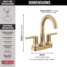 Enyaza Home Trinsic Altın Banyo Bataryası, Banyo Lavabo Bataryası,, Mühür Teknolojisi, Metal Tahliye Montajı, Şampanya Bronz 2559-CZMPU-DST