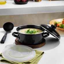Enyaza Home Schäfer Komfort Pişir Sakla Emaye Tencere 18 Cm-Siyah