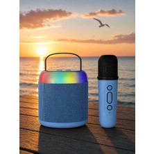 GUNKES Kablosuz Mikrofonlu Taşınabilir Karaoke- LED Işıklı -Bluetooth Hoparlör, Destek Tf Kartı