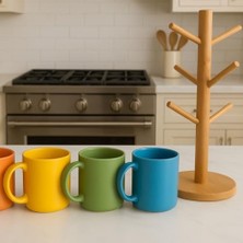 Enyaza Home Ahşap Bambu Kupa Bardak Askısı 6'lı Stand Doğal Mutfak Tezgahı Için Kupa Standı Bardak Tutucu Modern Dekoratif Dayanıklı Kolay Kurulumlu Organizer (Yuvarlak)