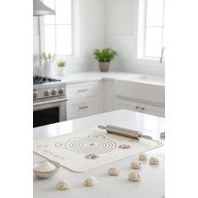 Enyaza Home Büyük Boy Silikon Hamur Açma Matı, Krem Rengi, 50X70 Cm, Yapışmaz ve Kaymaz Yüzey - 550 Gram