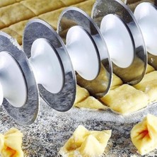 Enyaza Home 30 cm Paslanmaz Çelik Mantı Merdanesi – Pratik Hamur Kesme Merdanesi, Eşit Boy Mantı Açma ve Kesme Aleti