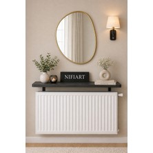 Nifi Art Nifiart Oval Kesim Petek Üstü Uçan Raf Dresuar Kalorifer Peteği Rafı Kitaplık 80 x 18 cm Antrasit