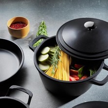 Enyaza Home Schäfer Pro Cast Döküm Derin TENCERE-24CM-SIYAH