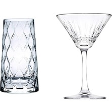 Enyaza Home Pasabahce Leafy Meşrubat Bardağı, 4'lü 450 cc ve Elysia Kokteyl Kadehi, 4'lü, 220 cc