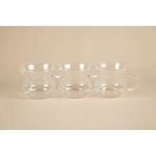 Enyaza Home Amberhaus Borosilikat Cam Kupa Seti - 250 ml Kapasiteli - Şık ve Dayanıklı Tasarım - 3 Parça