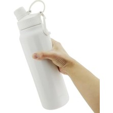 Enyaza Home Coverzone Matara Profesyonel 304 Paslanmaz Çelik Sıcak ve Soğuk Çay Kahve Pipet Opsiyonlu 950ML Termos Suluk Gezi Piknik Için Ev Iş Okul Spor Kullanımı Soğuk Su Içecek Termosu TRM1L (Beyaz)