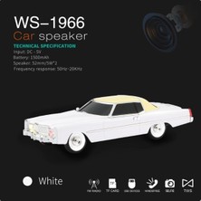 Enyaza Home Kablosuz Hoparlör Bluetooth 1966 Cadillac Görünümlü Bluetooth Klasik Araba Hoparlör ve Fm Radyo Ofis Ev Için USB Sd Aux Girişli Kablosuz Speaker WS-1966 (Beyaz)
