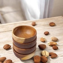 Enyaza Home Deconox 4'lü Yuvarlak Akasya Çerezlik 8 Cm-4 Cm, Akasya Sunum Kasesi, Yuvarlık Zeytinlik, Kahvaltı Sunumluk 8 cm - 4 cm