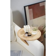 Enyaza Home Arvale Bambu Koltuk Kenarı Sehpası Dikdörtgen Koltuk Üstü Takılabilir Yan Sehpa Kahve Atıştırmalık Tepsi (Yuvarlak)