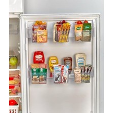 Enyaza Home Eynel Asılabilir Buzdolabı Kapak Içi Raf Organizeri, Çok Amaçlı Mini Kutu Seti Askılı Kap (4, Şeffaf)