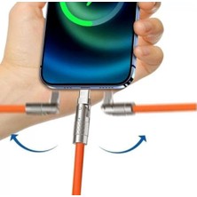 Enyaza Home 6A Ios Lightning Sıvı Silikon Data Hızlı Şarj Kablosu - 180 Derece Oynar Başlık - Katlanmaz Kırılmaz Dayanıklı Kablo