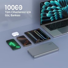 Enyaza Home Bix PB113 10000MAH Pd 20W Çift Usb-C Portlu Hızlı Şarj Destekli Taşınabilir Metal Powerbank Koyu Gri