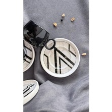 Enyaza Home Erbaşlar Siyah Mermer Seri Tombul 12 Parça Lüx Seramik Kahve Fincan Takımı Türk Kahvesi Fincanı Siyahh