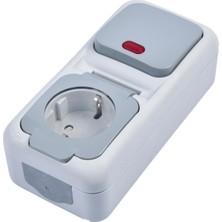 Enyaza Home Gri Işıklı Anahtar ve Topraklı Priz Şeffaf Kapaklı Çabuk Bağlantı Kombine Dikey