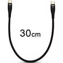 Enyaza Home Type-C To Type-C Kablo 30 cm – 60W Hızlı Şarj ve 5gbps Veri Aktarımı | Dayanıklı Örgü Kaplama, Telefon, Tablet ve Laptop Uyumlu