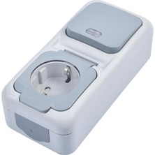 Enyaza Home Gri Işıklı Light ve Topraklı Priz Şeffaf Kapaklı Çabuk Bağlantı Kombine Dikey