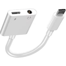 Enyaza Home Type-C To 3.5 mm Kulaklık ve Şarj Dönüştürücü Aynı Anda Kulaklıktan Müzik Dinleyin ve De Şarj Edin Çift Çıkışlı Adaptör Yüksek Hızlı Şarj ve Ses Aktarımı