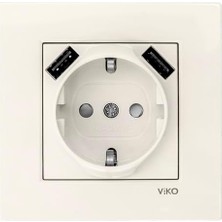 Enyaza Home Krem 2 Usb'li Topraklı Priz