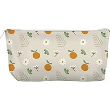 Enyaza Home Kanvas Bez Kalemlik, Kalem Kutusu, Cüzdan, Körüklü, Iç Astarlı, 21X10X6CM (Portakal)