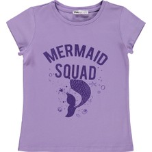 Civil Girls Mermaid Baskılı 6-9 Yaş Tişört  - Lila