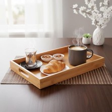 Enyaza Home Bambu Dikdörtgen Sunum Tepsi, Bambu Sofra Tepsisi, Çay Tesisi (35CMX25CMX6CM)