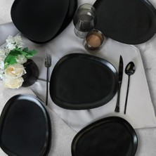 Enyaza Home Keramika Mat Siyah Tetra Servis Tabağı 30 cm 6 Adet 956