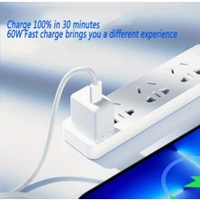 Enyaza Home 60W Iki Ucu Type-C Örgü Kablo, 1 Metre, Hızlı Şarj ve Veri Aktarımı, Dayanıklı ve Uzun Ömürlü Tasarım, Laptop ve Telefon Uyumlu, Beyaz