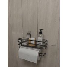Enyaza Home Alper Banyo Yapışkanlı Raflı Kağıt Rulo Havluluk Peçetelik Havlu Kağıltlık Siyah Banyo Mutfak Düzenleyici Raf Banyo Düzenleyici Mutfak Rafı