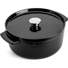 Enyaza Home Kitchenaid Cast Iron 26 Cm/5,2 L Kapaklı Tencere, Kaliteli, Sağlam ve Uzun Ömürlü, Kızartma, Kızartma, Pas Içermeyen Emaye Iç Kısım, Indüksiyon, Ergonomik Sap, 260°C'YE Kadar Fırına Dayanıklı, Oniks