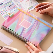 Enyaza Home 17X24 Spiralli Lastikli Sert Kapak Düz-Çizgisiz Not Defteri Soyut