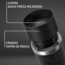 Enyaza Home Tefal Seyahat Kupası, Klasik, Siyah, 0,5 L, Konforlu Vidalı Kapak, Hızlı Pres, Yumuşak Dokunuşlu Kılıf, Seyahate Hazır, Tekrar KULLANILABILIR,%100 Sızdırmaz, Içecekleri Soğuk (12 Saat) ve Sıcak Tutar