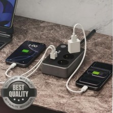 Enyaza Home 3xac Soket + 2xusb-A + 1xusb-C Çoklu Priz | 2500W Güç, 10A Akım | Smart Şarj Teknolojisi, Termal Akım Koruması, 2m Kablo | Ev, Ofis, Tv Ünitesi, Bilgisayar Için Ideal