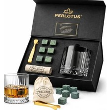 Enyaza Home Perlotus Italy Serisi 350 cc Kristal Viski Bardağı Granit Viski Taşı Seti Premium Hediye Kutulu