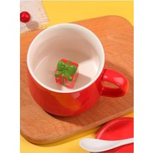 Enyaza Home Mukko Home 3D Hediye Kutusu Biblolu Porselen Kupa - 350 Ml, Eğlenceli ve Şık Tasarım,kırmızı