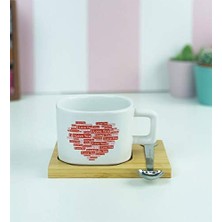 Enyaza Home Giftmoda I Love You Tasarımlı Ahşap Standlı Kupa