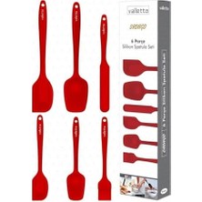 Enyaza Home Valletta Drongo Isıya Dayanıklı Yanmaz Yapışmaz Silikon Spatula Seti 6 Parça Kırmızı