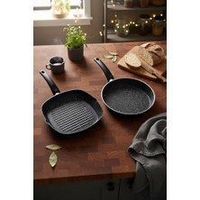 Enyaza Home Bernardo Carolin 2 Parça Grill Tava Seti Siyah (26 cm -28 Cm)