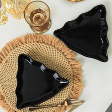 Enyaza Home Keramika Siyah Çam Kayık Tabak 22 cm 2 Adet
