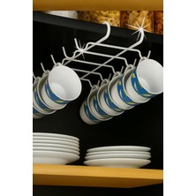 Enyaza Home Alper Banyo Beyaz Metal 10 Kancalı Fincan Kupa Bardak Askısı Dolap Içi Kancalı Fincan Askılığı