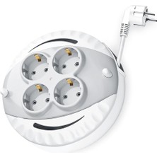 Enyaza Home 5 Metre Makaralı 4'lü Grup Priz, Ttr Bakır Sarım Uzatma Kablo, Dörtlü Çoklu Priz, 5 Metre 3X1MM Kablo, 3000 Watt
