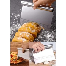 Enyaza Home Busstier Paslanmaz Çelik Hamur Kesme ve Kazıyıcı Spatula Ölçü Çizgili Pasta Kek Kesici Aparat