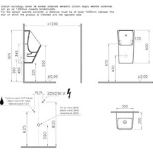 Enyaza Home S20 5461B003-5598 Temassız Pisuvar, Elektrikli, Beyaz