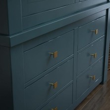 Enyaza Home Pirinç P40847K-117-C Basit Yivli Kare Mutfak Veya Mobilya Dolabı Donanım Çekmece Kolu Topuzu, 1-1/8-Inç (29 Mm), Fırçalanmış Pirinç, 10'lu Paket