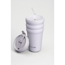 Enyaza Home 3 Bubble Two-Cap Straw Tumbler Çelik Termos 600 ml Lilac Hint ST-245