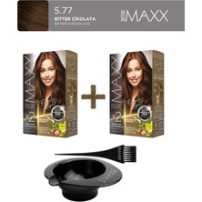 Maxx Deluxe 2'li Paket Beauty Expert Set Boya 5.77 Yoğun Sıcak Kahve, Boya Tası ve Fırça Hediye!
