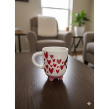 Enyaza Home Inek Kupa 07 El Yapımı 3D Krem Parlak Kupa - El Yapımı Seramik Kupa