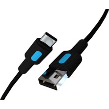 Enyaza Home USB A-C Hızlı Şarj Kablosu (Siyah + Mavi/siyah Uç) (150 Cm)