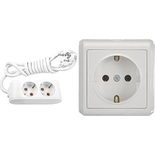 Enyaza Home 2li Topraklı Kablolu Ç.k 3mt Priz + Beyaz Topraklı Priz