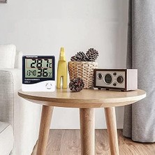 Enyaza Home Dijital Termometre Sıcaklık ve Nem Ölçer Higrometre, Masa Tipi Alarm Saatli, Htc-1 Model